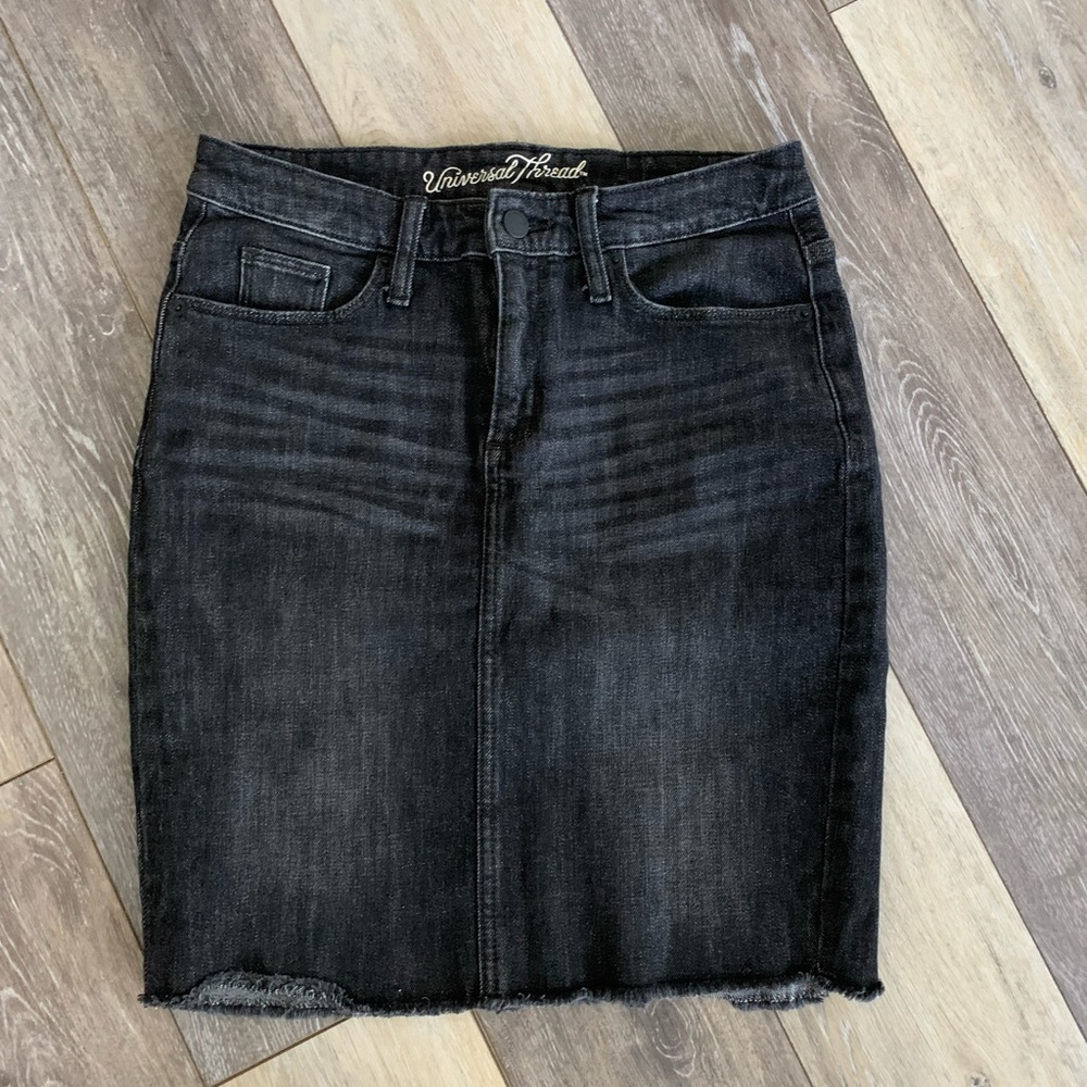Black denim skirt